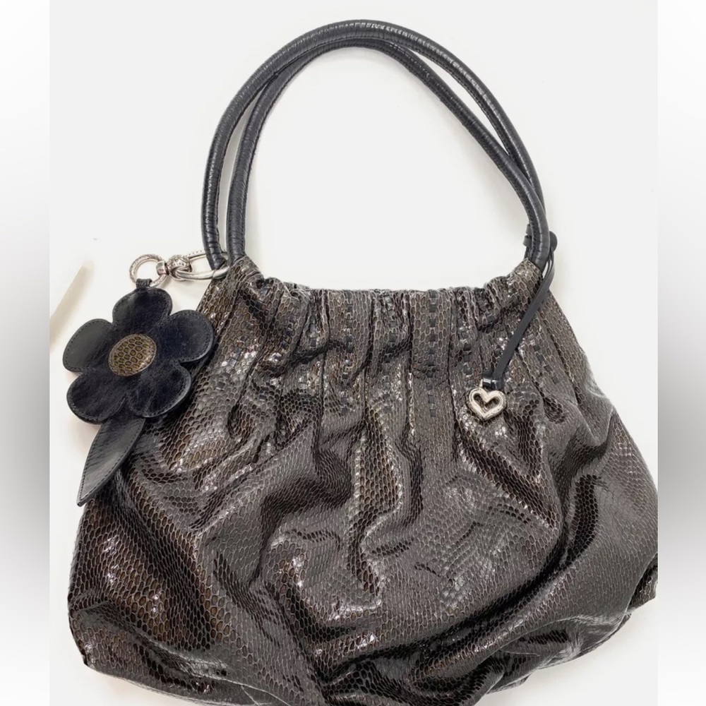 Brighton Breelan Python Snake Embossed Leather Hobo Bag - Picture 6 of 16